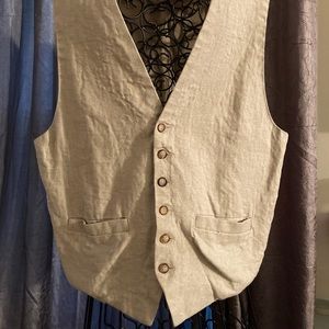 EUC New River Co Authentic 100% LINEN Vest 6 Button & 2 Pockets sz Medium / M